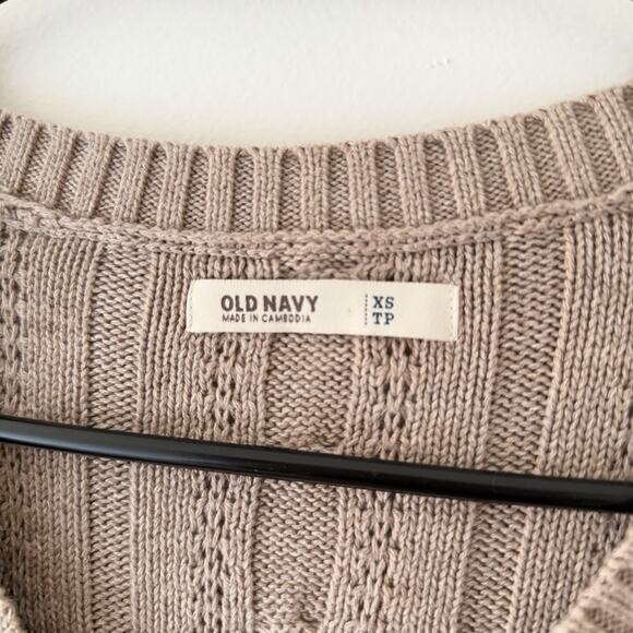 Beige Cable Knit Sweater V Neck Fitted Long Sleeve Cotton Ribbed Y2K Preppy XS - Picture 5 of 11